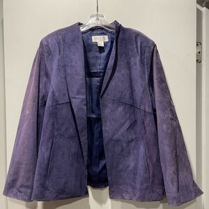 Elana by Tanner Purple Suede Leather Blazer Jacket L Vintage